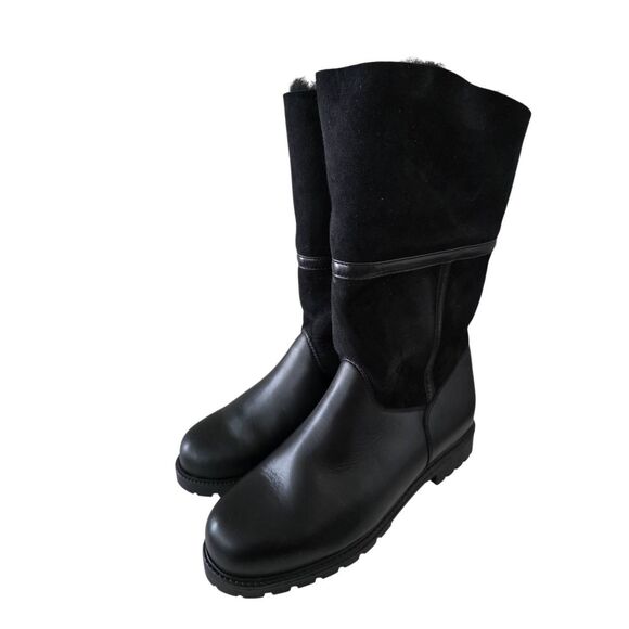 La Canadienne Heritage Women Size 8 Harlan Asymmetrical Boot in Black Shearling - Picture 2 of 8